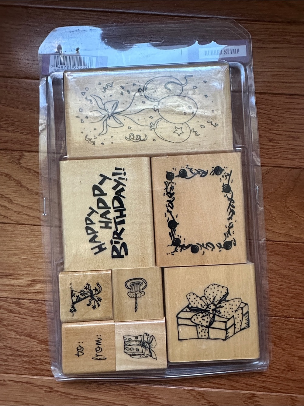 Michaels Wood Birthday Stamp Set in Natural Wood and Black